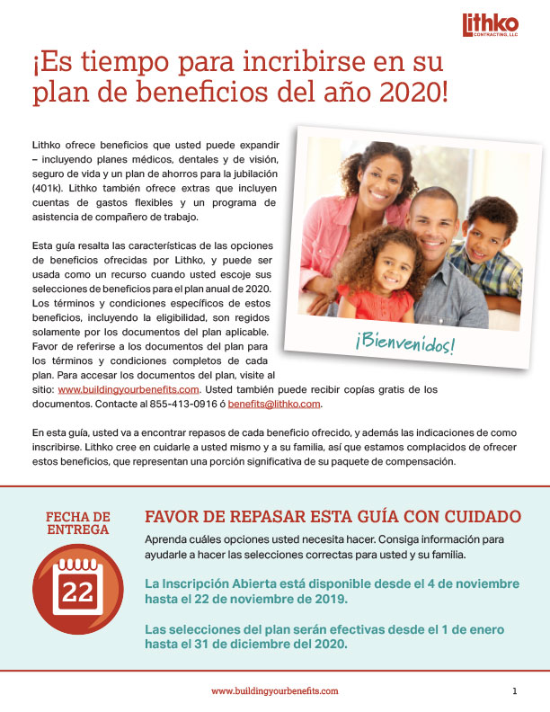 Open Enrollment Handout in Spanish